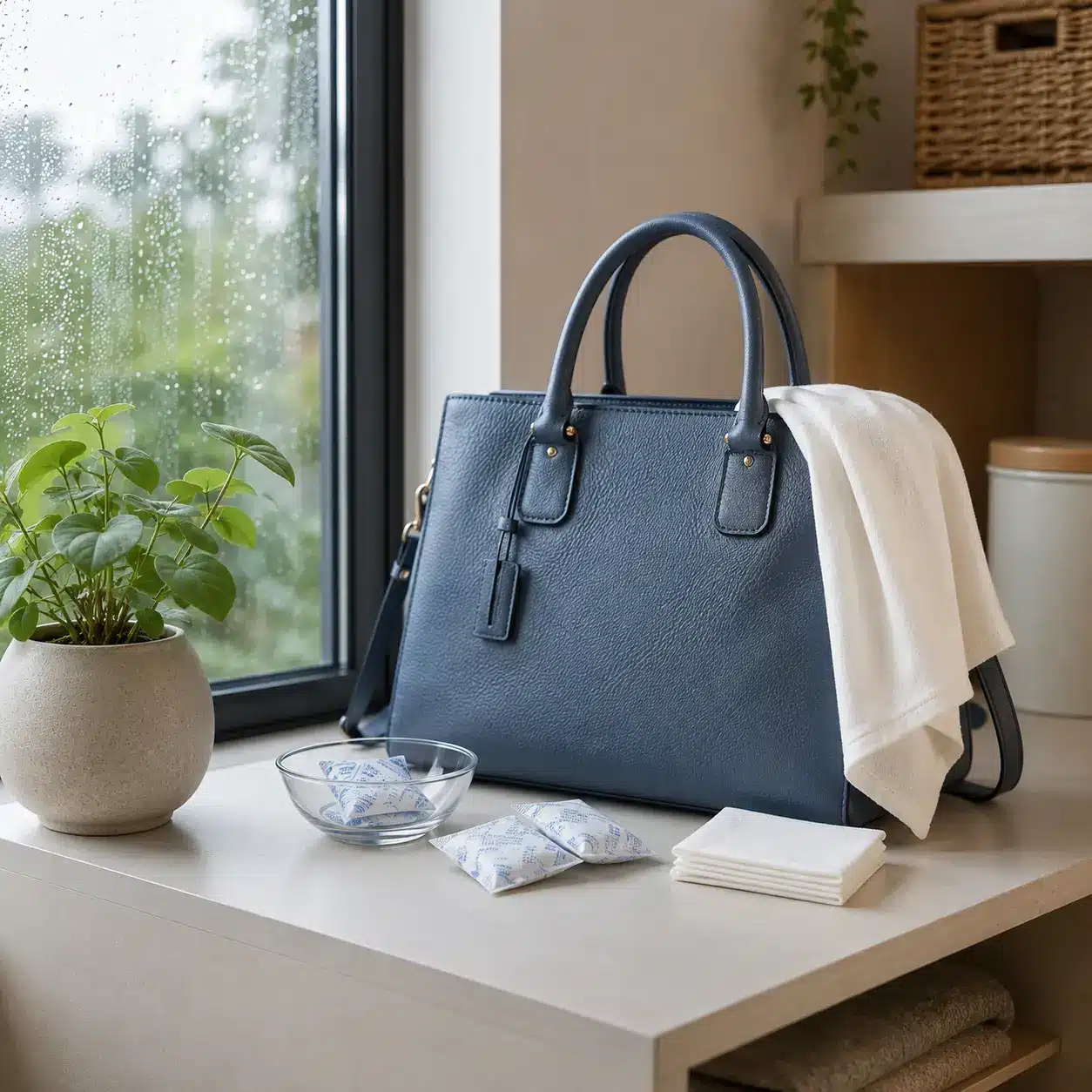 Model carrying stylish handbag in rainy season Bagentix