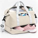 B1036 Versatile Corduroy Cotton Fabric Duffle Bag with Shoe Compartment