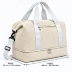 B1036 Versatile Corduroy Cotton Fabric Duffle Bag with Shoe Compartment - Image 4