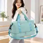B1037 Versatile Corduroy Cotton Fabric Duffle Bag with Shoe Compartment - Image 3