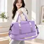 B1043 Versatile Corduroy Cotton Fabric Duffle Bag with Shoe Compartment - Image 3